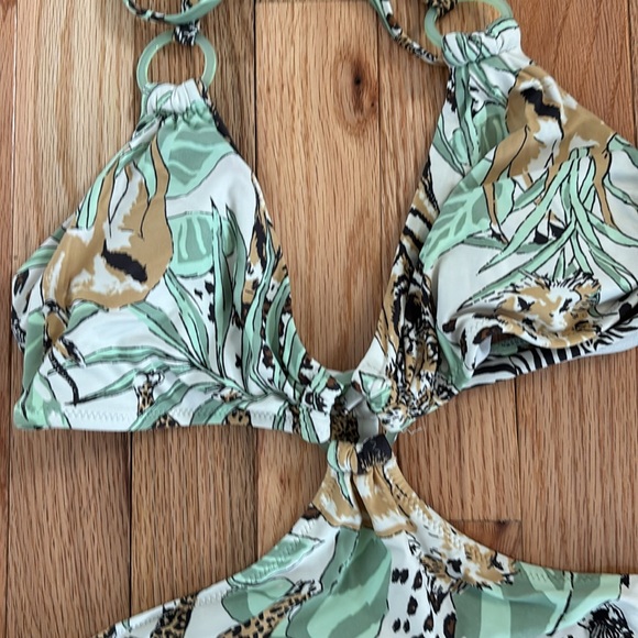 AERIE WOMENS ONE PIECE BATHING SUIT JUNGLE LEOPARD GREEN MEDIUM INCLUDES KIMONO - Picture 6 of 10